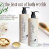 "Plant-based coconut and argan shampoo and conditioner, chemical-free and nourishing for all hair types."